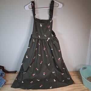 Romwe Womens Suspender Dress Sz M Green Mushroom Fairycore Midi Dress Fall